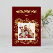 シンプルエレガントFamily 1フォトフレーム(濃赤色) 箔シーズンカード (立ち正面)