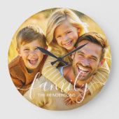 シンプルエレガントFamily Photo文字 ラージ壁時計 (正面)