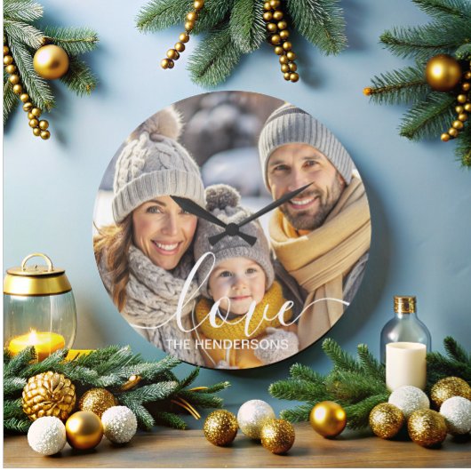 シンプルエレガントFamily Photo文字 ラージ壁時計