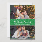 シンプルエレガントGreen Frame 2写真クリスマス シーズンカード (正面)