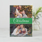 シンプルエレガントGreen Frame 2写真クリスマス シーズンカード (スタンド正面)