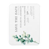 シンプルエレガントGreenery日付を結婚保存 マグネット (縦)