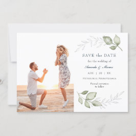 シンプルエレガントGreenery Photo Save the Date 招待状