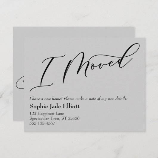 シンプルエレガントGrey Iが新しいアドレスカードを移動 ノートカード (正面/裏面)
