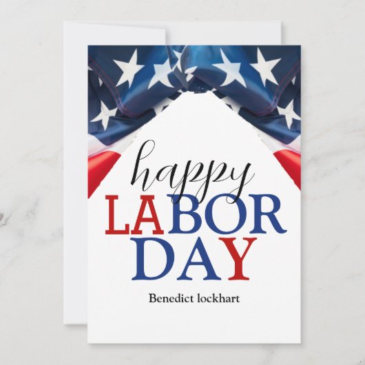 シンプルエレガントHappy Labor Day赤白青 シーズンカード (正面)