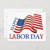 シンプルエレガントHappy Labor Day赤白青 ポストカード (正面/裏面)