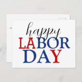 シンプルエレガントHappy Labor Day赤白青 ポストカード (正面/裏面)