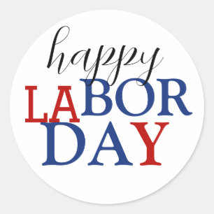 シンプルエレガントHappy Labor Day赤白青 ラウンドシール