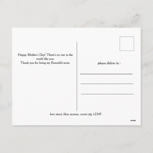 シンプルエレガントHappy mothers Day 3写真 シーズンポストカード (裏面)