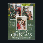 シンプルエレガントJoy Christmas Family Photo Collage シーズンポストカード<br><div class="desc">シンプルエレガントJoy Christmas Family Photo Collage</div>