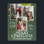 シンプルエレガントJoy Christmas Family Photo Collage シーズンポストカード<br><div class="desc">シンプルエレガントJoy Christmas Family Photo Collage</div>