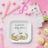 シンプルエレガントJungle Animals Baby Shower ペーパープレート (パーティー)
