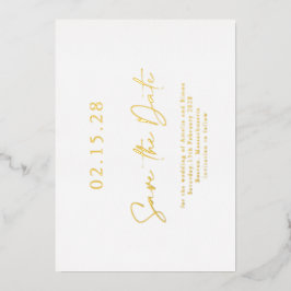 シンプルエレガントLuxe実在 Gold Foil Save the Date 箔招待状