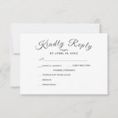 シンプルエレガントMスクリプト | ウェーモダンディングRSVPカード 出欠カード (正面)