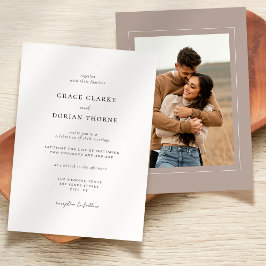 シンプルエレガントNeutral Mocha Mousse写真結婚の 招待状