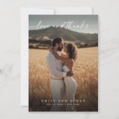 シンプルエレガントNewlywed Photo Thank You Note Card サンキューカード (正面)
