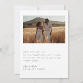 シンプルエレガントNewlywed Photo Thank You Note Card サンキューカード (裏面)