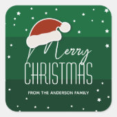 シンプルエレガントPapercut Santa Hat Merry Christmas スクエアシール (正面)