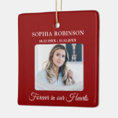 シンプルエレガントPhoto Memorial Redクリスマス セラミックオーナメント (左)
