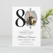 シンプルエレガントPhoto Surprise 80th Birthdayパーティー 招待状 (スタンド正面)