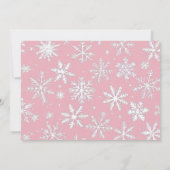シンプルエレガントPink Snowflakes one photo Holiday シーズンカード (裏面)