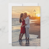 シンプルエレガントPrulple金ゴールド写真の日付の保存 招待状 (裏面)