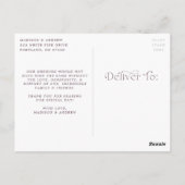 シンプルエレガントPurple Photo結婚's Thank You ポストカード (裏面)