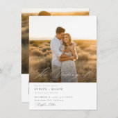 シンプルエレガントQRコード写真の予算結婚の 招待状 (正面/裏面)