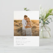 シンプルエレガントQRコード写真の予算結婚の 招待状 (スタンド正面)