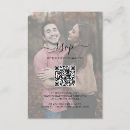シンプルエレガントQRコード写真結婚の 出欠カード