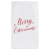 シンプルエレガントRed Script モダン Christmas スモールペーパーバッグ (裏面)