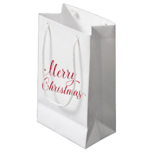 シンプルエレガントRed Script モダン Christmas スモールペーパーバッグ