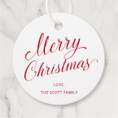 シンプルエレガントRed Script モダン Christmas フェイバータグ (正面)