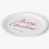 シンプルエレガントRed Script モダン Christmas ペーパープレート (アングル)