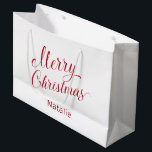 シンプルエレガントRed Script モダン Christmas ラージペーパーバッグ<br><div class="desc">赤い台本にモダンタイポグラフィとシンプルデザインを入れたキュートな休日の抱き枕と受け取り名と共にエレガント「メリークリスマス」を描いたクリスマス。このカスタム抱き枕は必ずあなたのクリスマスプレゼントにフェスティバルtouchを追加し与えなさい。</div>