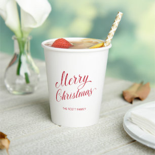 シンプルエレガントRed Script モダン Christmas 紙コップ