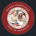 シンプルエレガントRound Christmas Photo Family name ラウンドシール<br><div class="desc">シンプルエレガントRound Christmas Photo Family name</div>