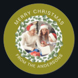 シンプルエレガントRound Christmas Photo Family name ラウンドシール<br><div class="desc">シンプルエレガントRound Christmas Photo Family name</div>