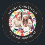 シンプルエレガントRound Christmas Photo Family name ラウンドシール<br><div class="desc">シンプルエレガントRound Christmas Photo Family name</div>