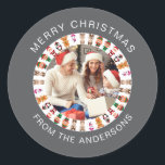 シンプルエレガントRound Christmas Photo Family name ラウンドシール<br><div class="desc">シンプルエレガントRound Christmas Photo Family name</div>