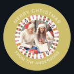 シンプルエレガントRound Christmas Photo Family name ラウンドシール<br><div class="desc">シンプルエレガントRound Christmas Photo Family name</div>