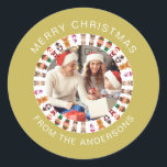 シンプルエレガントRound Christmas Photo Family name ラウンドシール<br><div class="desc">シンプルエレガントRound Christmas Photo Family name</div>