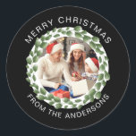 シンプルエレガントRound Christmas Photo Family name ラウンドシール<br><div class="desc">シンプルエレガントRound Christmas Photo Family name</div>