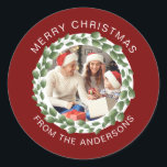 シンプルエレガントRound Christmas Photo Family name ラウンドシール<br><div class="desc">シンプルエレガントRound Christmas Photo Family name</div>