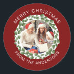 シンプルエレガントRound Christmas Photo Family name ラウンドシール<br><div class="desc">シンプルエレガントRound Christmas Photo Family name</div>