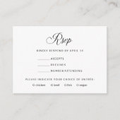 シンプルエレガントRSVP |白黒料理の選択 エンクロージャーカード (正面)