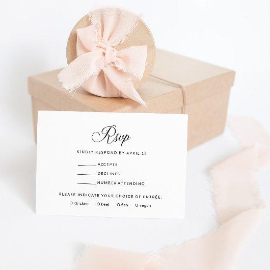 シンプルエレガントRSVP |白黒料理の選択 エンクロージャーカード