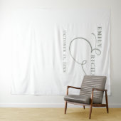 シンプルエレガントSage Greenの結婚写真の背景 タペストリー (インサイチュ(横))