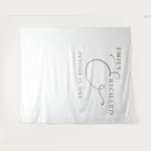 シンプルエレガントSage Greenの結婚写真の背景 タペストリー (正面(横))