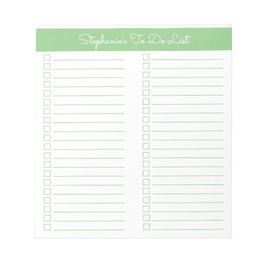 シンプルエレガントSage Green 2列チェックリスト ノートパッド (正面)